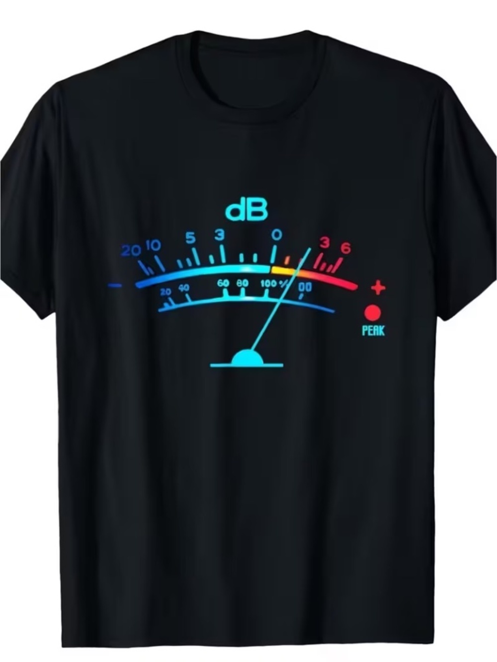 Black Short Sleeve Tee Shirt w/ Classic old school Recording VU meter on it